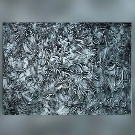 Zilver reliëfverf, zilver canvas 60x90 cm