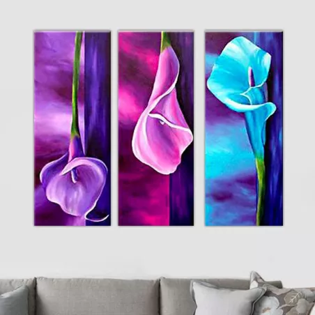 Drieluik bloem amarillen, 30x80cmx3