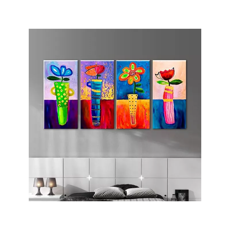 Vierluik beplante gekleurde bloemen