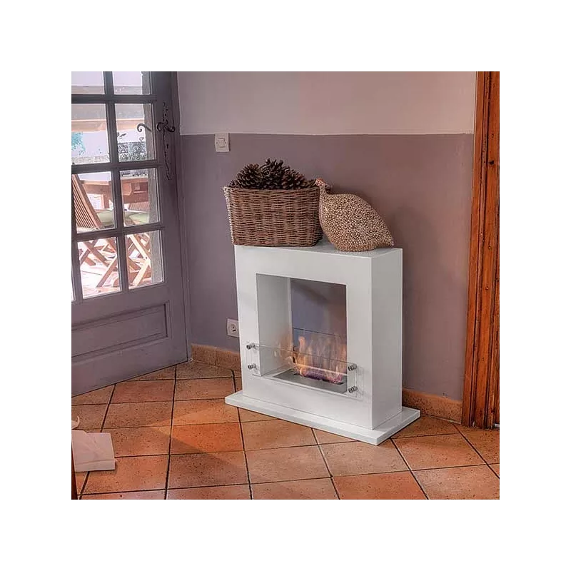 Arche vierkante ethanol schouw, 70 x 60 x 35 cm Kleur Wit