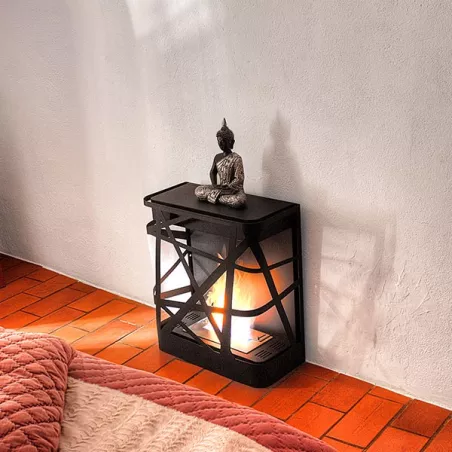Méli wandhaard met open haardscherm Kleur Zwart
