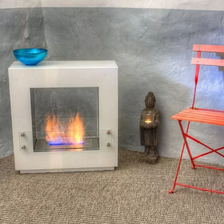 Quasar vierkante vrijstaande haard 65x65x25 cm Kleur Wit