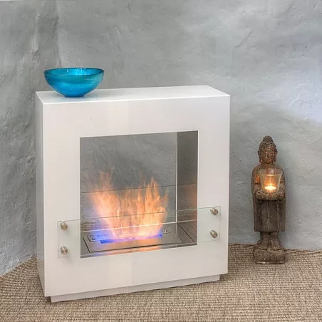 Quasar vierkante vrijstaande haard 65x65x25 cm Kleur Wit