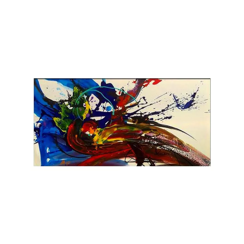 Kleurenschilderij met gestileerde pauw 60x90 cm