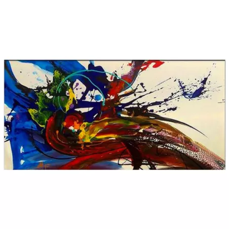 Kleurenschilderij met gestileerde pauw 60x90 cm