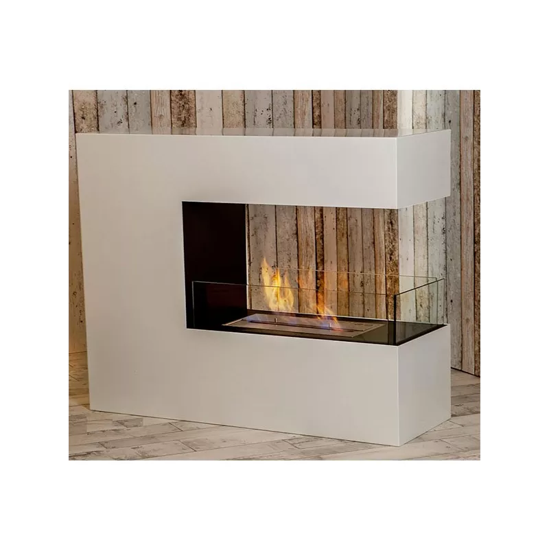 Romane grote ethanol schouw, 100 x 90 x 35 cm Kleur Wit Brander 4L/5kW