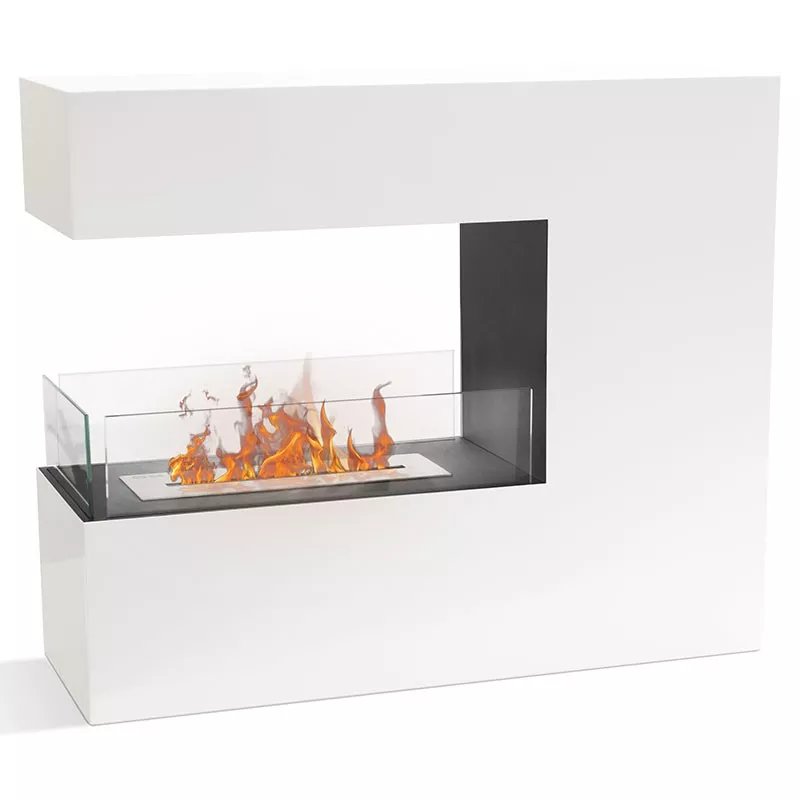 Romane grote ethanol schouw, 100 x 90 x 35 cm Kleur Wit Brander 4L/5kW