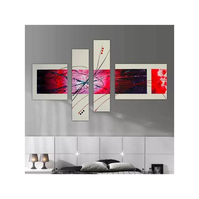 Modern vierluik, abstract schilderij met 4 panelen