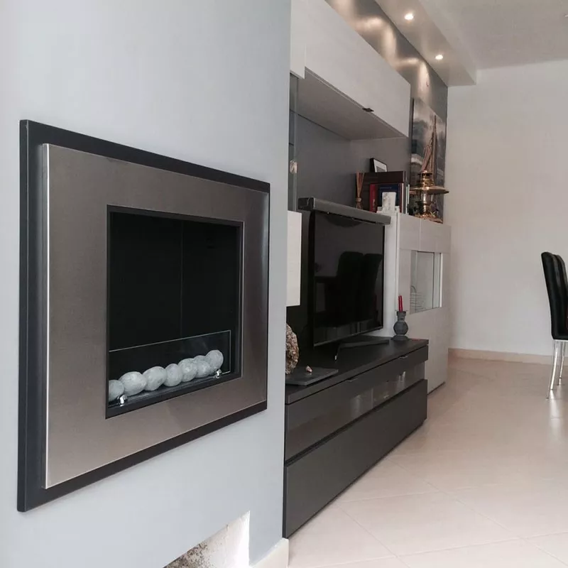 InSignal bio-ethanol haard, 80 x 18 x 59 cm Kleur Geborsteld roestvrij staal Optie Brandwerend glas