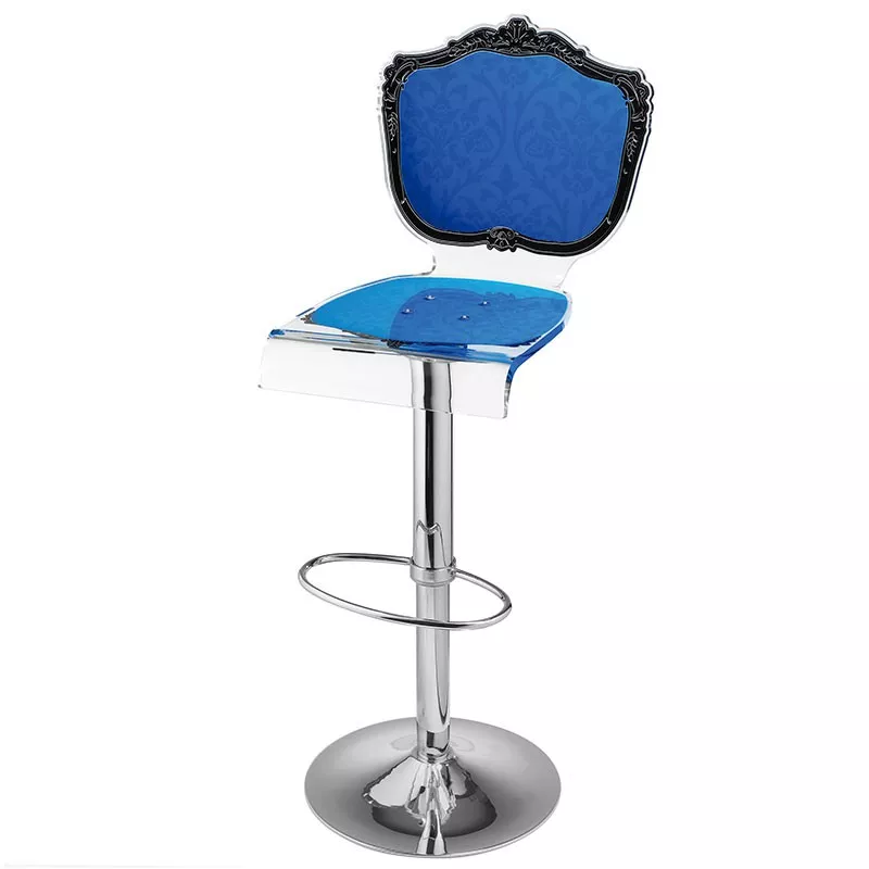 Capiton plexiglazen kruk op frame Kleur Blauw