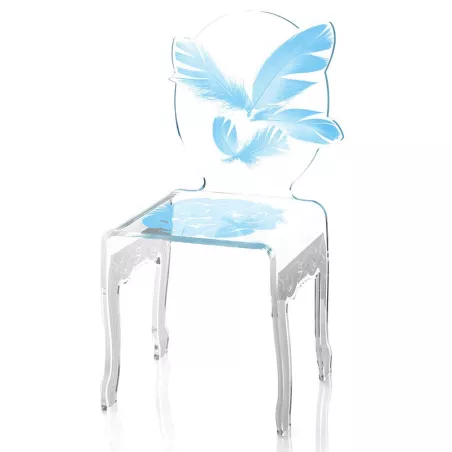 Plexiglas veren stoel Kleur Blauw Optie zwarte voeten