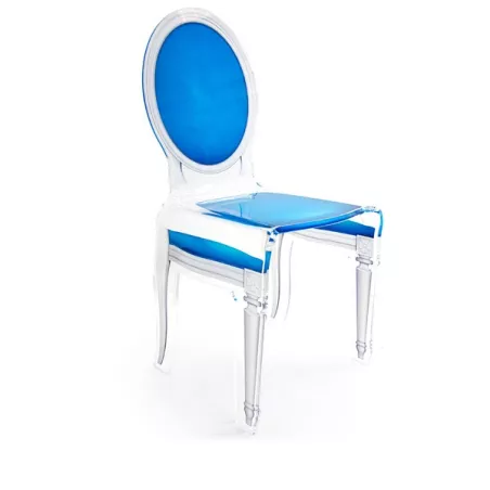 Zestien transparante stoelen in plexiglas Kleur Blauw
