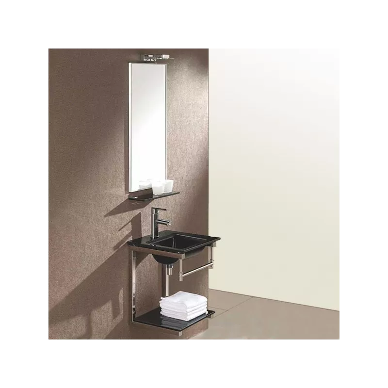James zwart glazen wastafel 42 x 42 cm Kleur Zwart