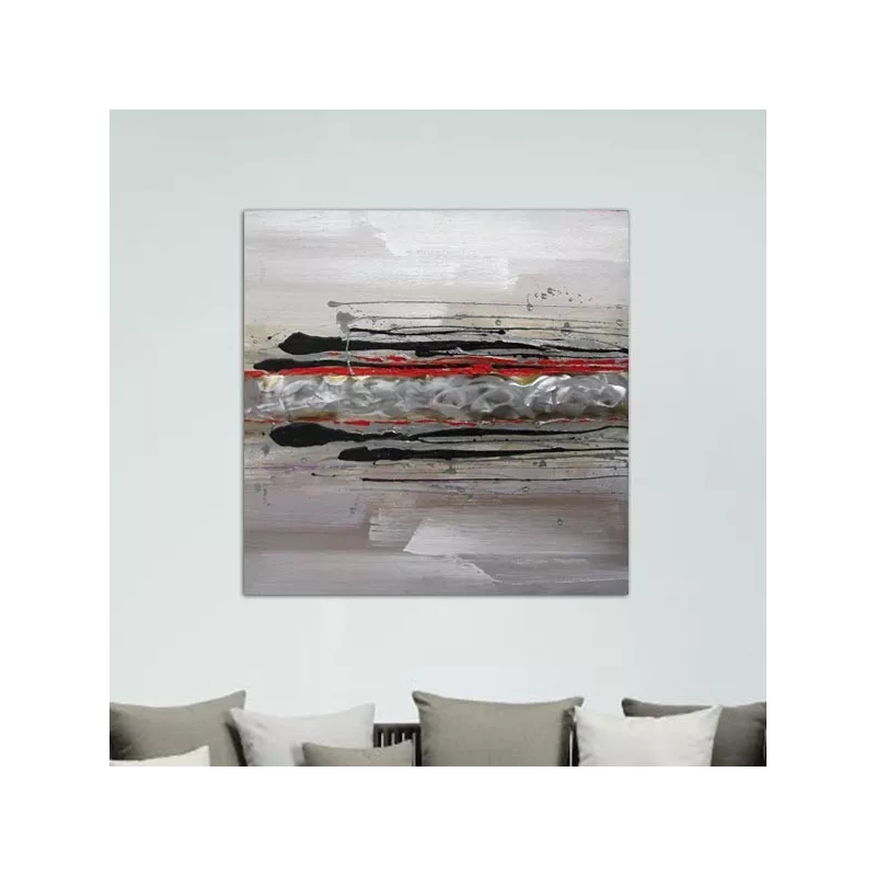 Abstract rood schilderij 80 x 80 cm