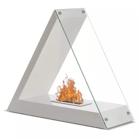 Kheops driehoekige bio ethanol haard, 80x68x30cm Kleur Wit