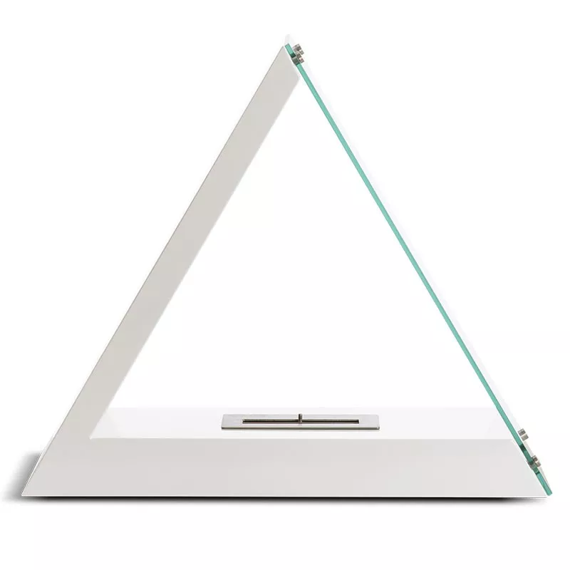 Kheops driehoekige bio ethanol haard, 80x68x30cm Kleur Wit
