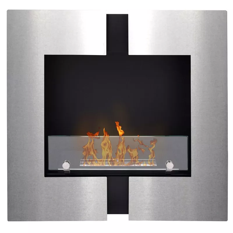 Duo wandhaard bio-ethanol, 60 x 60 x 20cm Kleur Geborsteld roestvrij staal