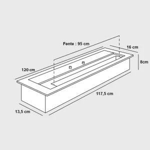 120 cm vrijstaande brander, XXL ethanolbrander