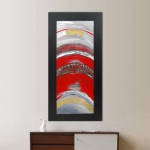 Abstracte rode verf en metaal, 120 x 60 x 4 cm