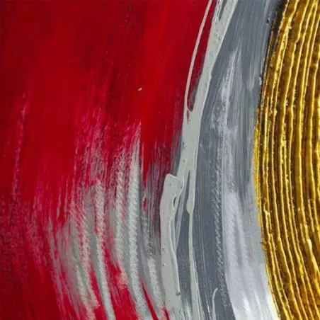 Abstracte rode verf en metaal, 120 x 60 x 4 cm