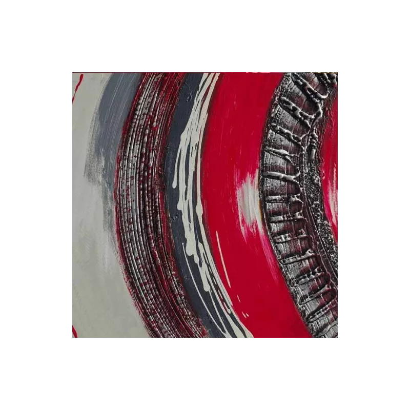 Abstracte rode verf en metaal, 120 x 60 x 4 cm
