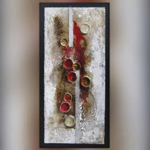 Abstract schilderij, cilindercollage, 120 x 60 cm