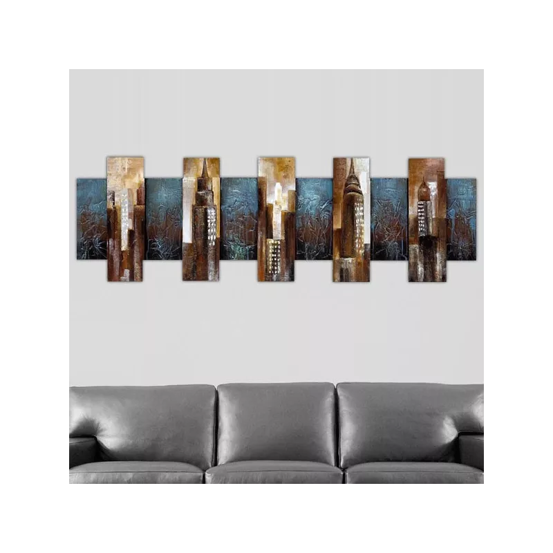 3D schilderij new york, NY reliëfschilderij, 160x50x7 cm