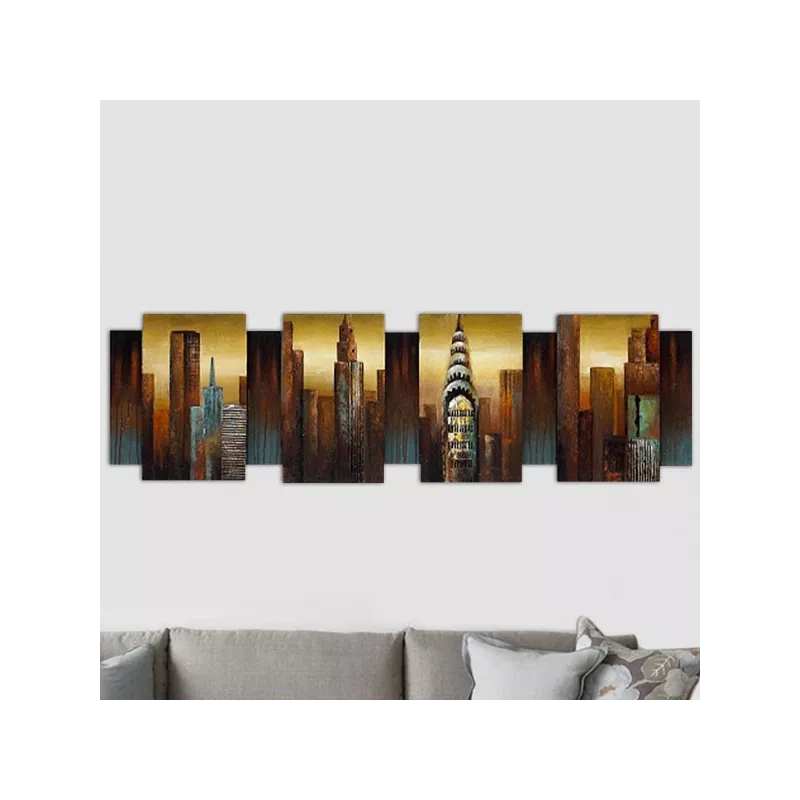Reliëfschilderij New York, 170x50x7 cm
