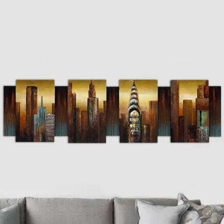 Reliëfschilderij New York, 170x50x7 cm
