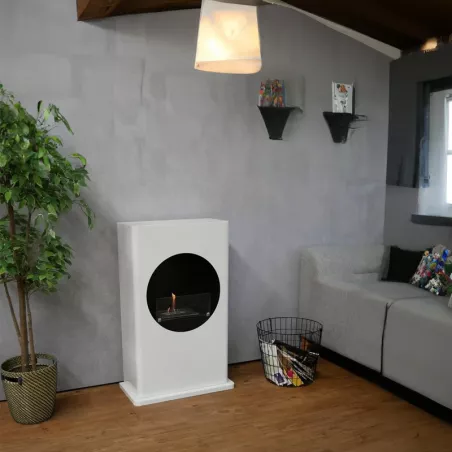 Staande ethanolkachel in wit en zwart Kleur Wit