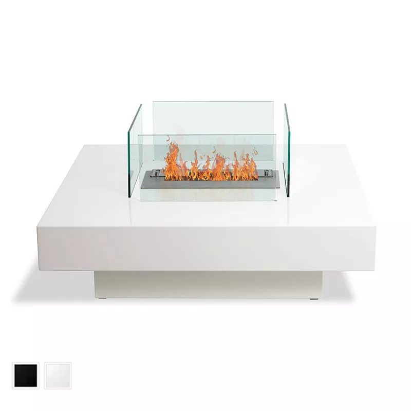 Salontafel met bio-ethanol brander in het midden Kleur Wit