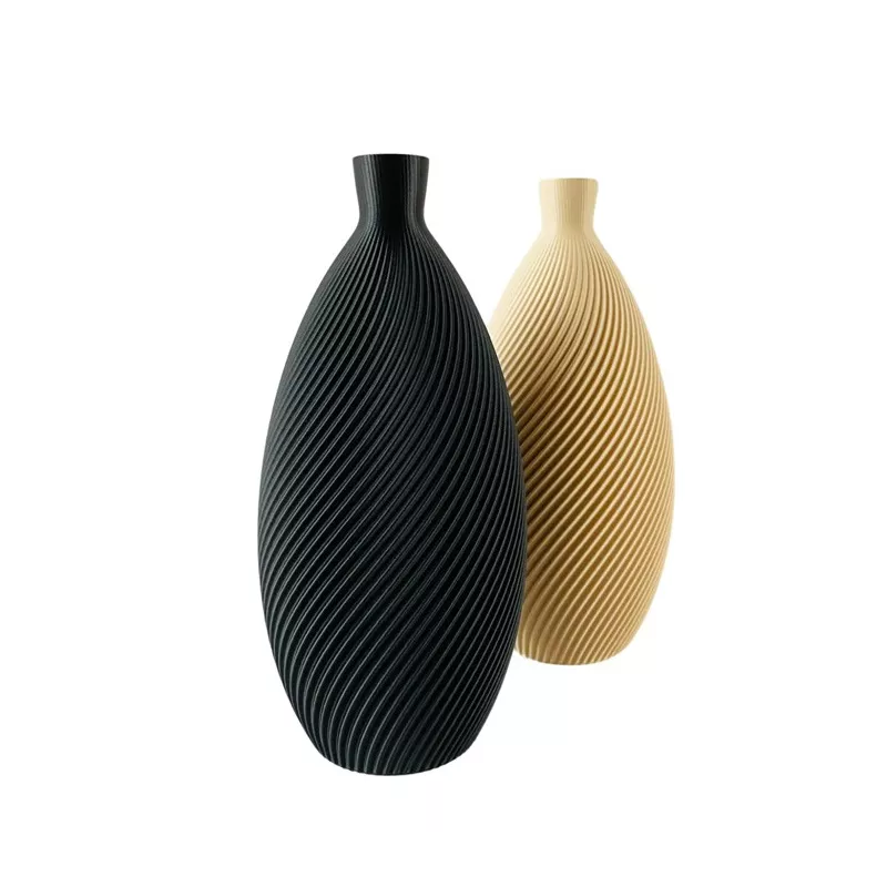 Amandelvormige designervaas Kleur Zwart Grootte 20 cm