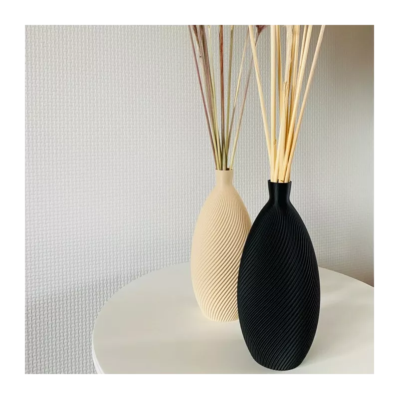 Amandelvormige designervaas Kleur Zwart Grootte 20 cm