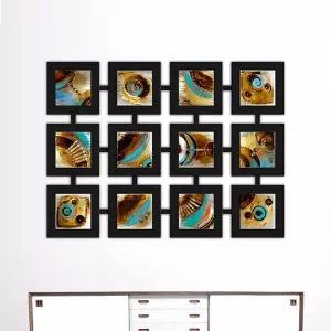 Hedendaags schilderij, 12 gekoppelde lijsten, 135x100 cm