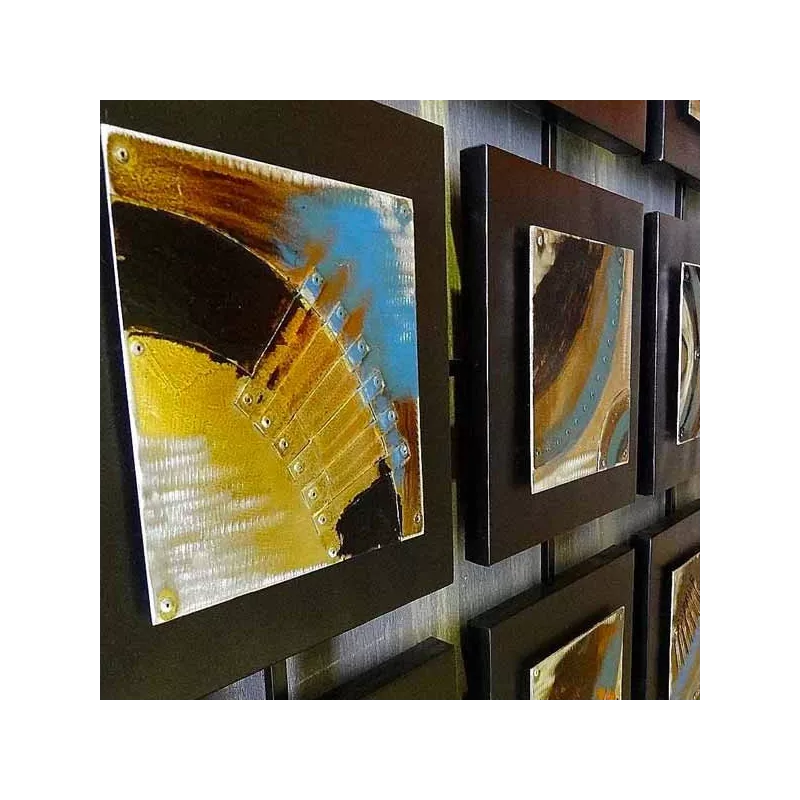 Hedendaags schilderij, 12 gekoppelde lijsten, 135x100 cm