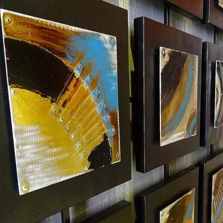 Hedendaags schilderij, 12 gekoppelde lijsten, 135x100 cm