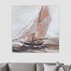 Boot schilderij, zeildoek, 80 x 80 cm