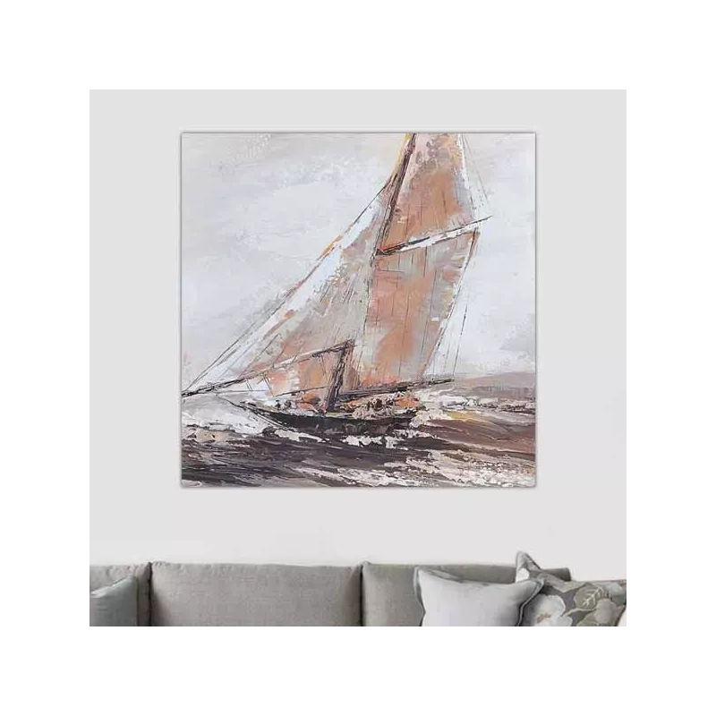 Boot schilderij, zeildoek, 80 x 80 cm