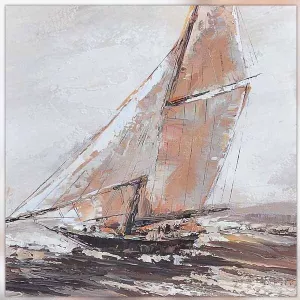 Boot schilderij, zeildoek, 80 x 80 cm
