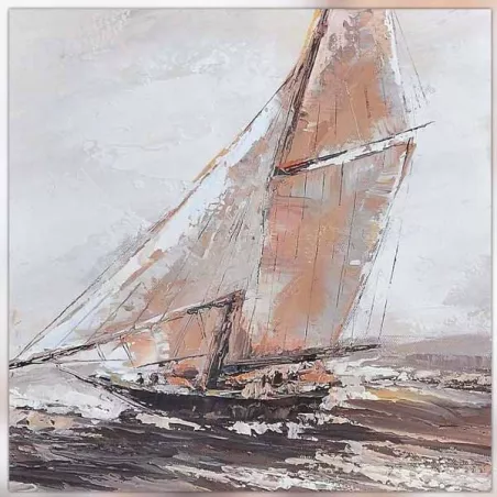 Boot schilderij, zeildoek, 80 x 80 cm