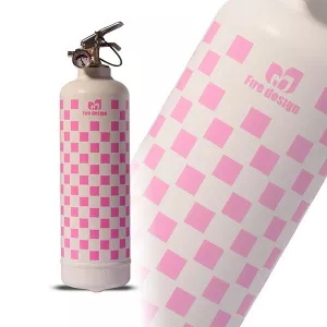 Brandblusser ontwerp gingham roze, hoogte 33 cm