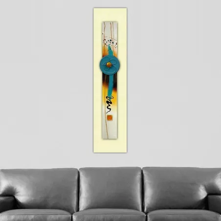abstract geel schilderij, formaat 80 x 20 x 7 cm