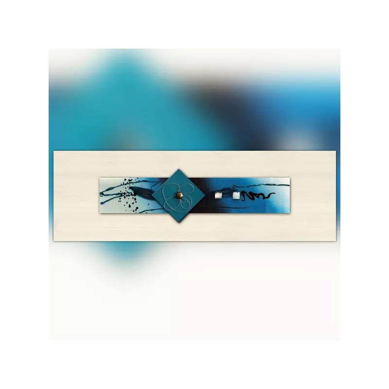 Blauw glazen schilderij, 120 x 40 x 7 cm