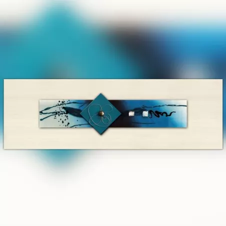 Blauw glazen schilderij, 120 x 40 x 7 cm