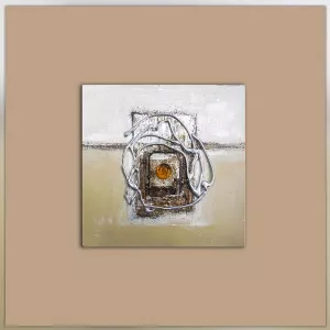Bruin en beige abstracte compositie, 40x40cm