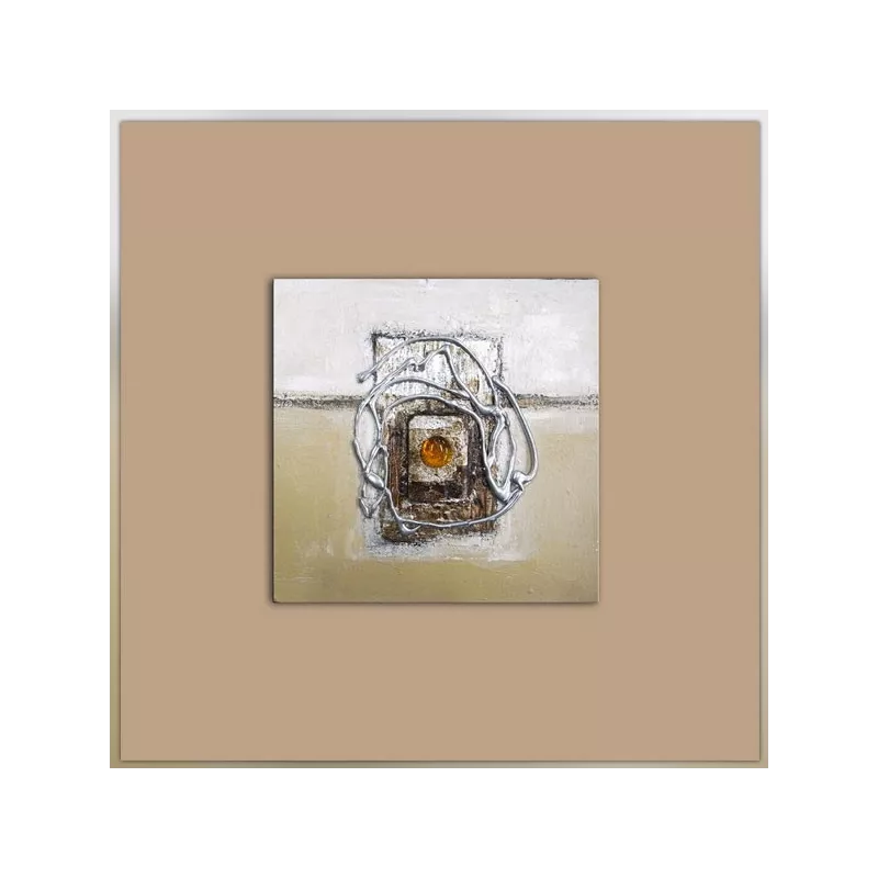 Bruin en beige abstracte compositie, 40x40cm