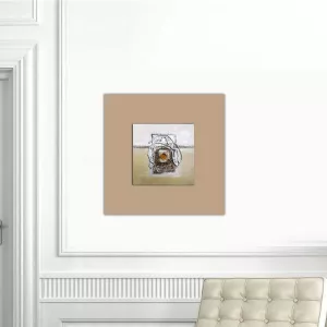 Bruin en beige abstracte compositie, 40x40cm