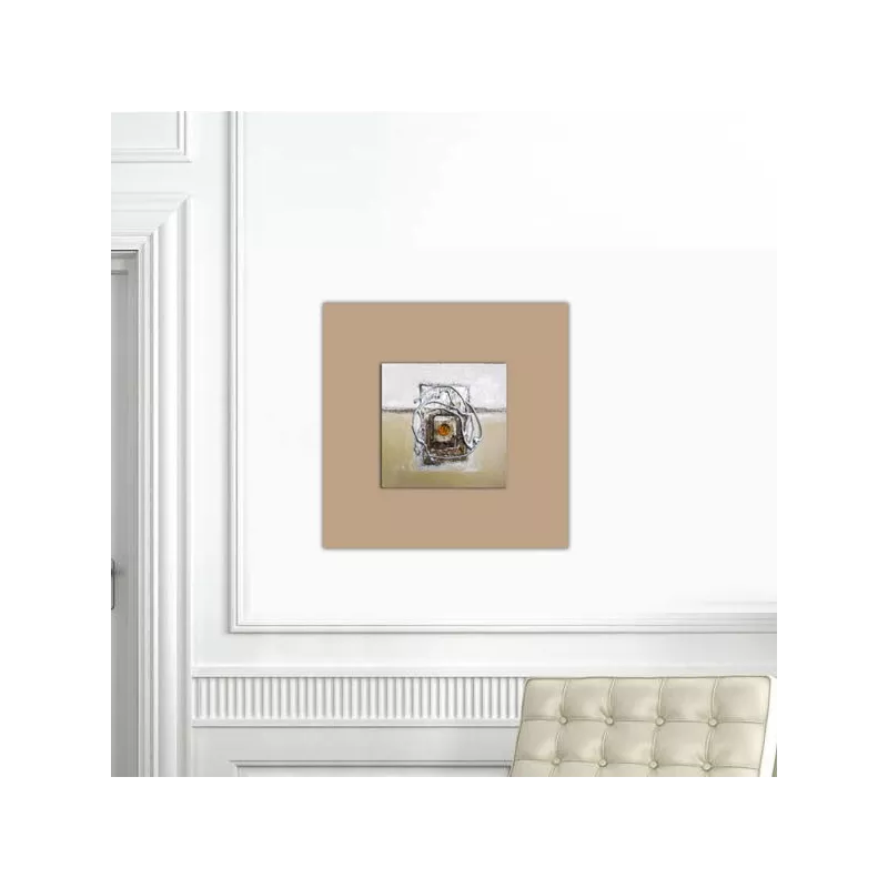 Bruin en beige abstracte compositie, 40x40cm