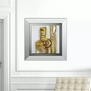 Abstract schilderij in goud en karton, 45 x 45cm