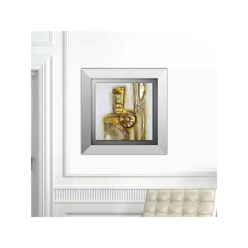 Abstract schilderij in goud en karton, 45 x 45cm